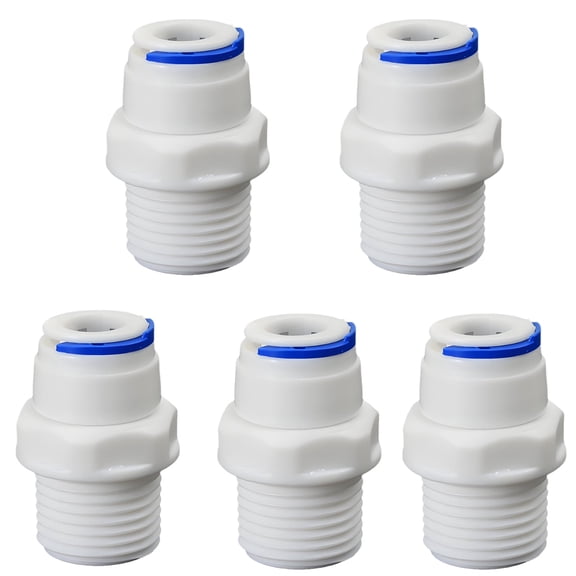 1/2" Male Straight x 3/8" OD Push-In Fitting for RO Water Purifier, 5 Pack