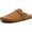 Brown, variant on Women's Suede Clogs Mens Leather Mules Comfort Cork Footbed Antislip House Sandals Arch Support Potato Shoes with Adjustable Buckle