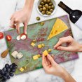 thumbnail image 4 of Flower Cutting Board, Floral Design with a Grunge Style Dated Background Retro Artisan Pattern, Decorative Tempered Glass Cutting and Serving Board, Large Size, Pink and Green, by Ambesonne, 4 of 5