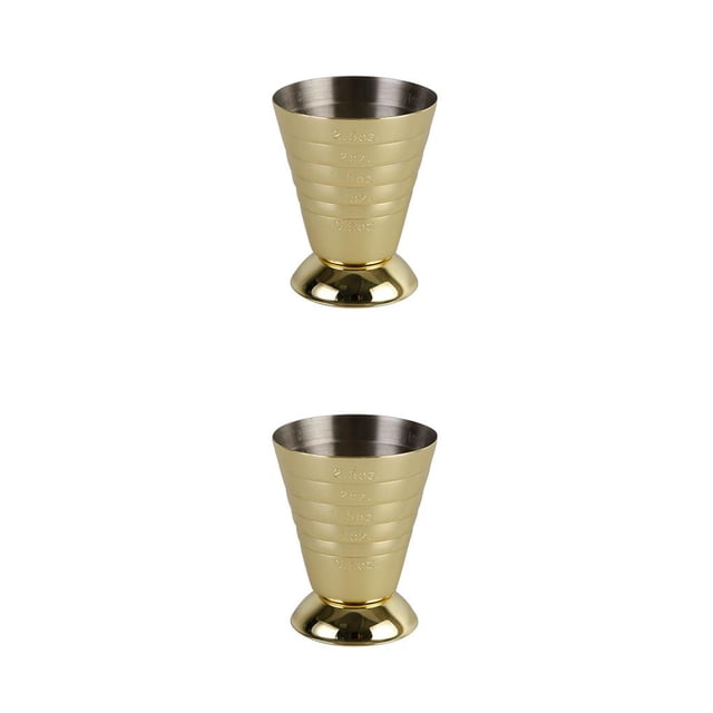 Naiovety Vaso de medición de acero inoxidable de 75ml, mezclador de bebidas de cóctel, vaso de medición de licor, taza de café Mojito, 1 Oro 2piezas
