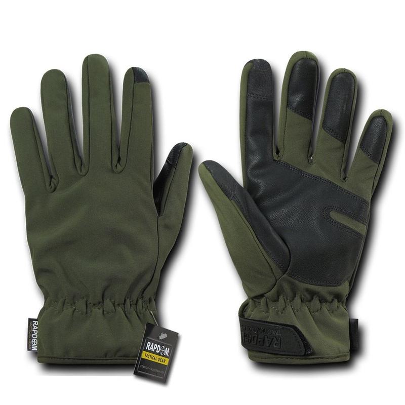 RapDom Soft Shell Olive Drab Winter Gloves w//Touch Screen Device Tips S-2XL