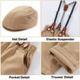 thumbnail image 5 of Hresadio Baby Boy Clothes Suit 0-24M Formal Outfit Suspender Pants Bowtie Beret Hat Cotton Fabric, 5 of 7