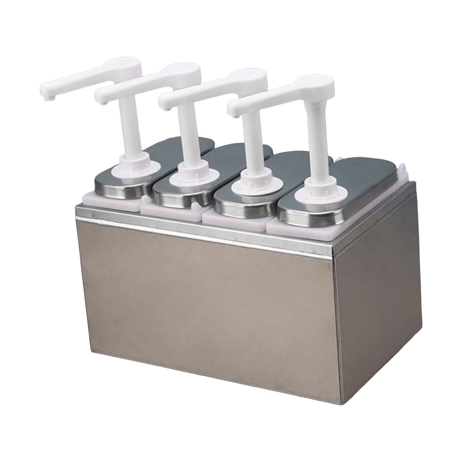 Fiocias Condiment Pump Dispenser 1.4L Detachable Hand Press Syrups Salad Dispensing Tool Four head