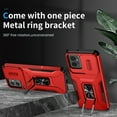 thumbnail image 6 of Phone Case for Motorola Moto G Play 4G 2024 with Sliding Camera Cover, with 360° + 100° Free Rotation Metal Finger Ring Bracket, Fit Magnet Car Mount, 2 In 1 Cover for Moto G Play 4G 2024, Red, 6 of 8