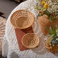 thumbnail image 2 of [] Bamboo Rattan Hand-Woven Storage Tray Fruit Vegetable Storage  Wicker Basket Hollow-out Woven Tray for Coffee Table 2pcs Kitchen Storage Basket Large+Small, 2 of 6