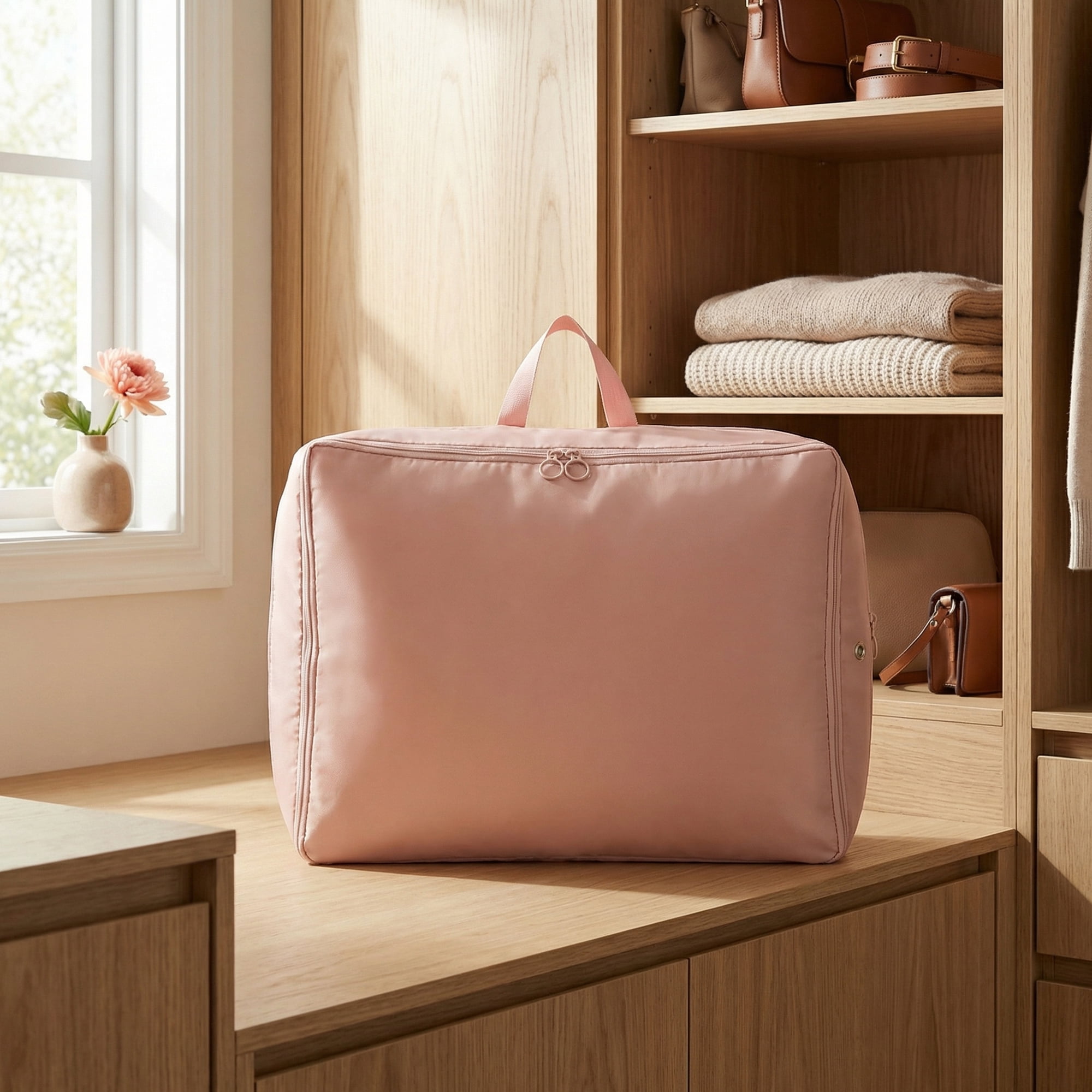 Unique Bargains Foldable Storage Bags Ideal for Organizing Bedroom Pink 15.7"x4.7"x11.8"