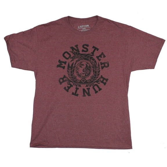 Monster Hunter World Mens T-Shirt - Monster Hunter Red Circle Logo Image (Small)