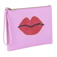 thumbnail image 3 of Ruby + Cash Glitter Lips Makeup Bag Cosmetic Pouch with Wristlet, Pink, 3 of 9