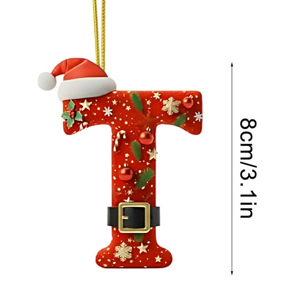 Decoraciones de Árbol de Navidad 2D Acrílico Decoración Carta Colgante con 26 Letras Diy Navidad Decoración Del Hogar Ornamentos Del Árbol de Navidad