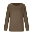 thumbnail image 3 of Sexlip Women's Long Sleeve Shirts Fall Crewneck Tshirt Slim Fit Basic Tee Shirt Y2k Going Out Tops Brown S, 3 of 7