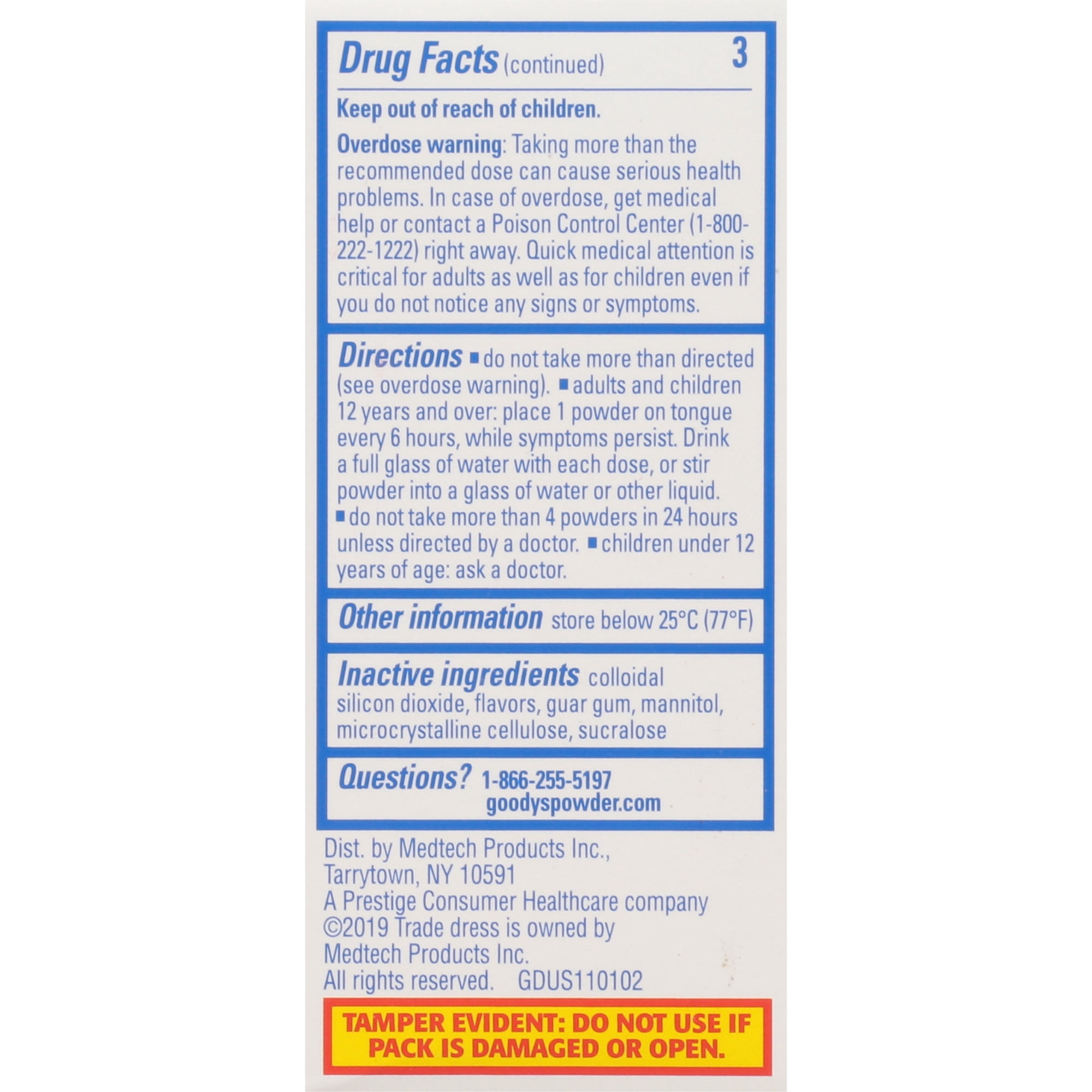 Goody’s Triple Action Pain Relief, Fast Headache Powder, Mixed Fruit Blast Flavor, 24 Count