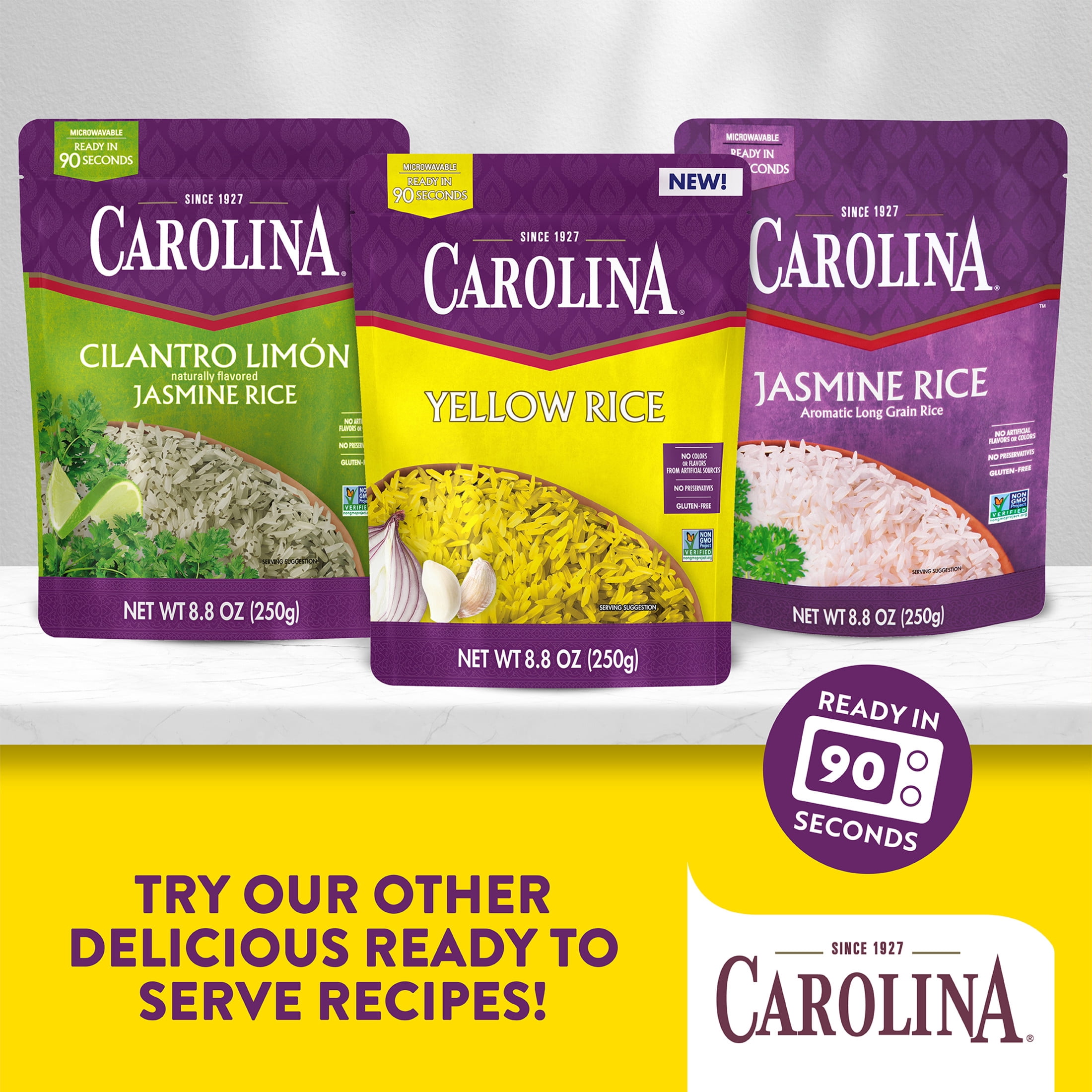 (6 pack) Carolina Ready-to-Eat Yellow Microwavable Rice, Gluten Free, 8.8 oz Pouch