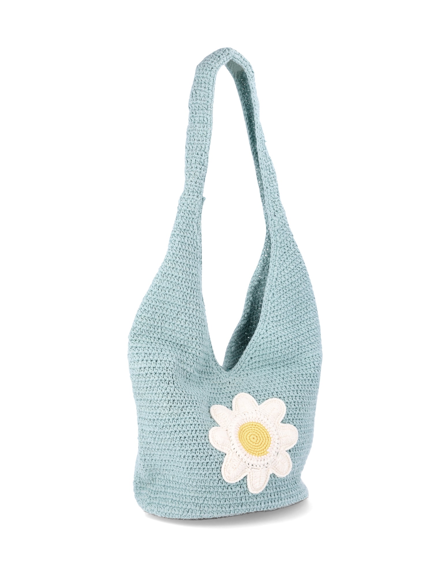 No Boundaries Festival Crochet Hobo Bag, Teal Daisy, Women's