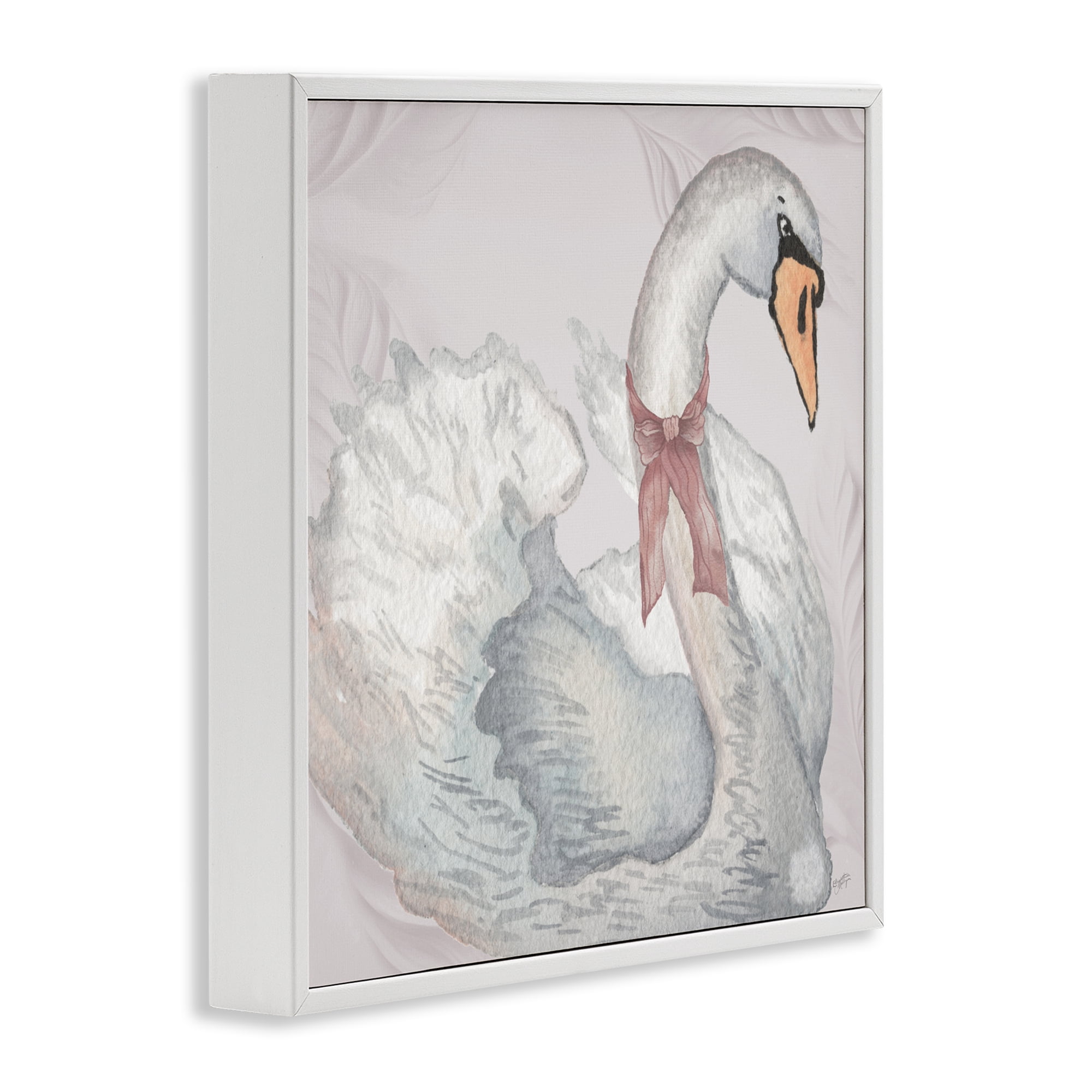 Stupell Industries Subdued Classic Swan White Framed Giclee Art, design by Elizabeth Medley
