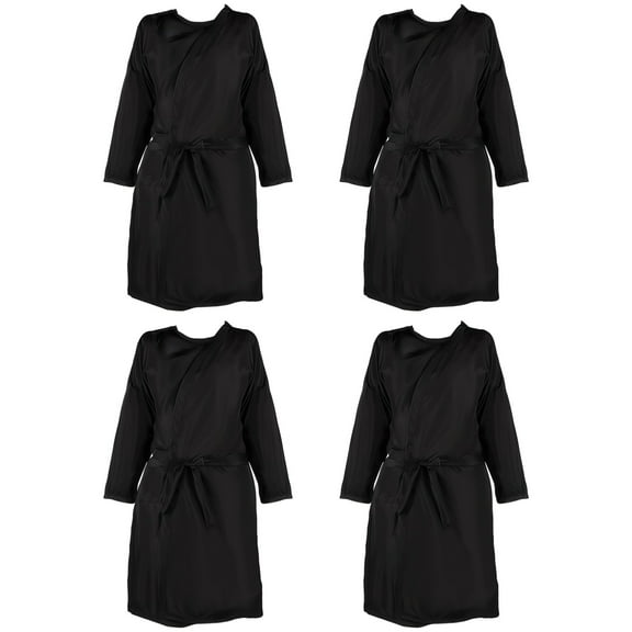 4 Pcs Salon Hair Capes, Black Spa and Hairdresser Capes for Clients, Adjustable Belt, Comfortable Chunya Spun Fabric, Long Sleeve, Perfect for Beauty Salons and SPAs