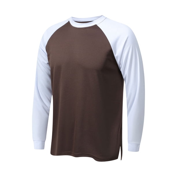 pstuiky Camisas para hombre de manga larga, Camisa deportiva ligera y transpirable de manga larga con cuello redondo y bloques de color para hombre top de hombre xxxxxl