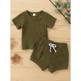 thumbnail image 2 of Gureui Newborn Outfits Sets, Ribbed Knit Short Sleeve T-shirt + Short Pant Clothes Set, 2 of 9