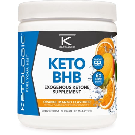 KetoLogic Keto BHB Exogenous Ketones Supplement, Orange Mango | 30 Servings