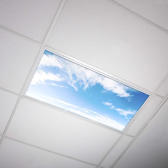 OCTO LIGHTS Fluorescent Light Covers for Classroom Office - Eliminate Harsh Glare Causing Eyestrain and Headaches. Office & Classroom Decorations - Cloud 004