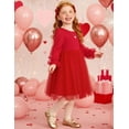 thumbnail image 3 of Arshiner Toddler Girls V Back Tutu Dress Tulle Puff Long Sleeve Wedding Birthday Party Fall Toddlers Dresses, 3 of 6