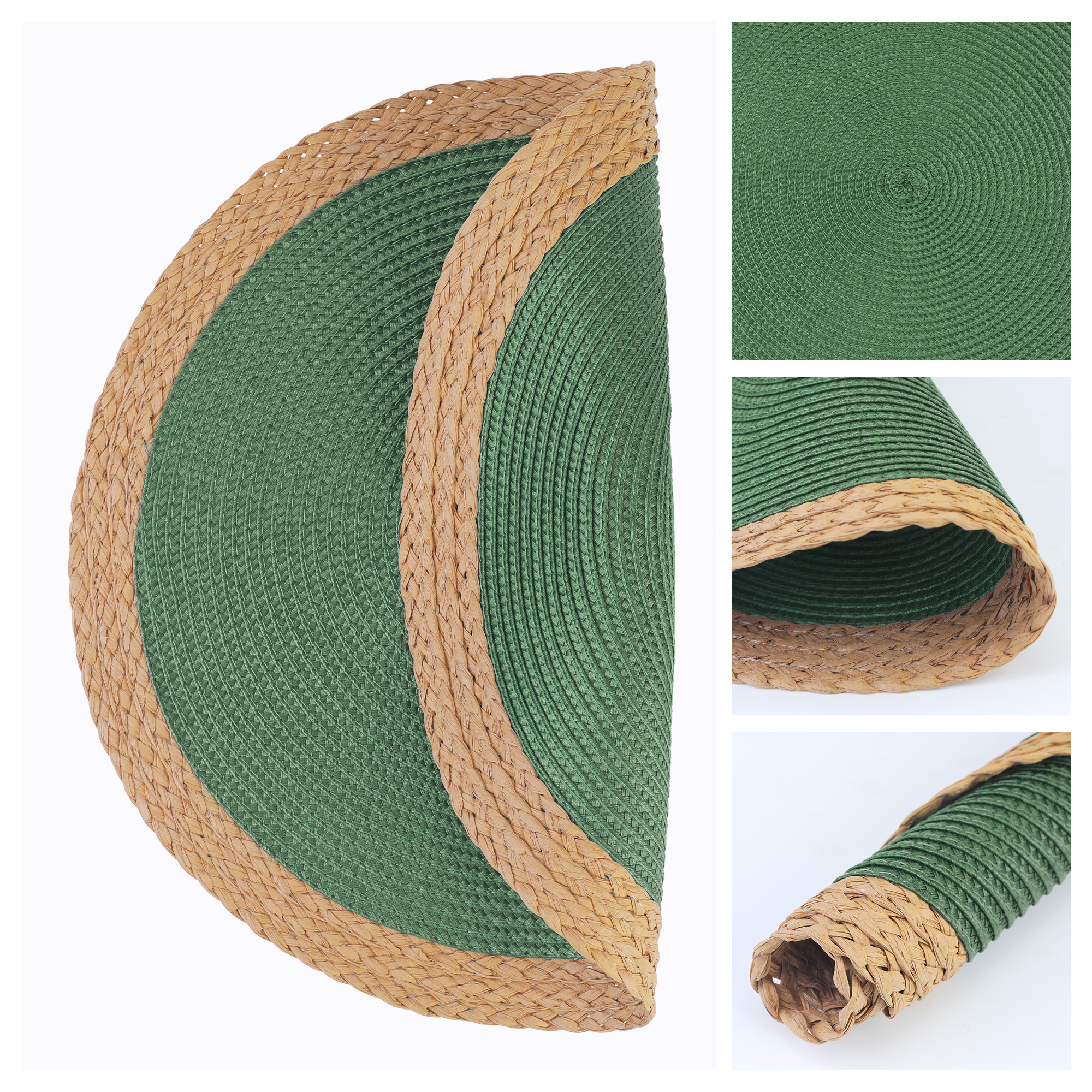 Unique Bargains Farmhouse Placemats Set of 6 Washable Kitchen Table Mat Green