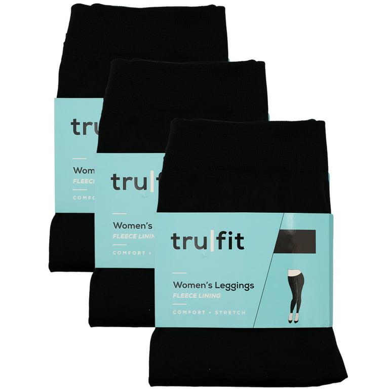 TruFit Women's Fleece Lined Leggings High Waist Yoga Pants, Casual Base  Layer Plus Size, 3 Pack