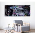 thumbnail image 2 of Canvas Wall Art Graffiti Pictures 3 Panels Colorful Painting Modern Abstract Woman Face Eye Posters Prints Street Pop Art Artwork Home Decor for Living Room Framed Ready to Hang - 12"x16"x3pcs, 2 of 6