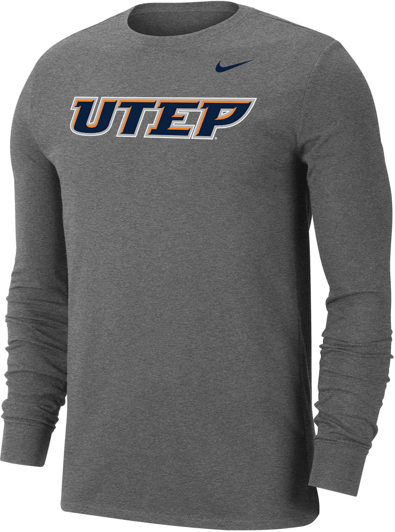 Nike - Nike Men's UTEP Miners Grey Wordmark Long Sleeve T-Shirt ...