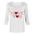 thumbnail image 4 of Vetsdori Womens Plus Size Shirts 3/4 Sleeve Valentine Blouses Gifts for Girlfriend,Summer Graphic Crew Neck Cute Tops for Junior Casual, 4 of 5