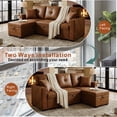 thumbnail image 4 of Pull-Out Convertible PU Leather Sectional Sofa Set with Reversible Chaise Lounge, Sleeper Loveseat Couch with Hidden Storage, 4 of 11