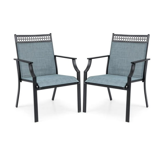 Spaco Patio Chairs Set of 2 with All Weather Breathable Fabric, Outdoor Chairs, Patio Furniture-Blue