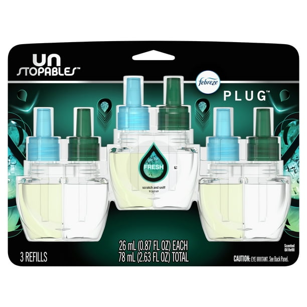 Febreze Unstopables OdorEliminating PLUG Air Freshener, Fresh, (3) .87