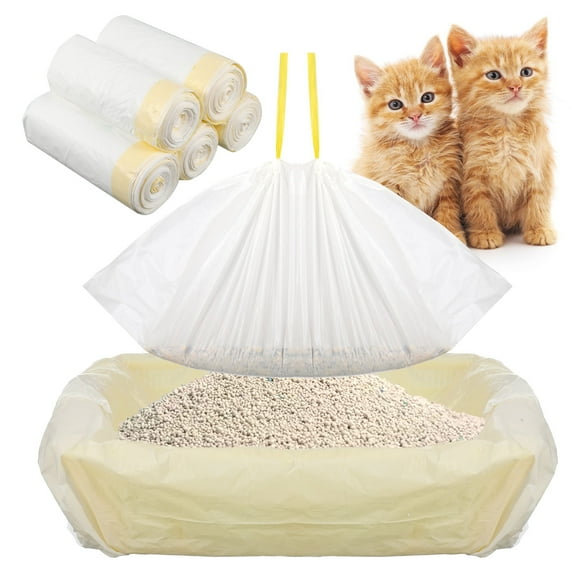 Qweryboo 50PCS Cat Litter Box Liners with Drawstring, 37'' x 18'' Large Litter Box Liner, Heavy Duty Kitty Litter Bags Liners,1.2 Mils Thicken Drawstring Bags for Cats Kitties Litter Box