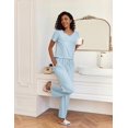 thumbnail image 6 of Ekouaer 2 Piece Womens Pajamas Short Sleeve Top and Long Pants Pjs Set Printed Sleepwear with Pocket Valentine's Day Party, 6 of 6