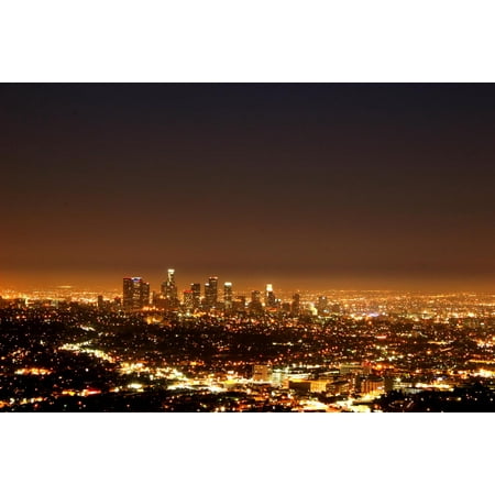 Wallmonkeys Los Angeles by Night Peel and Stick Wall Decals Mural WM170477 (18 in W x 12 in