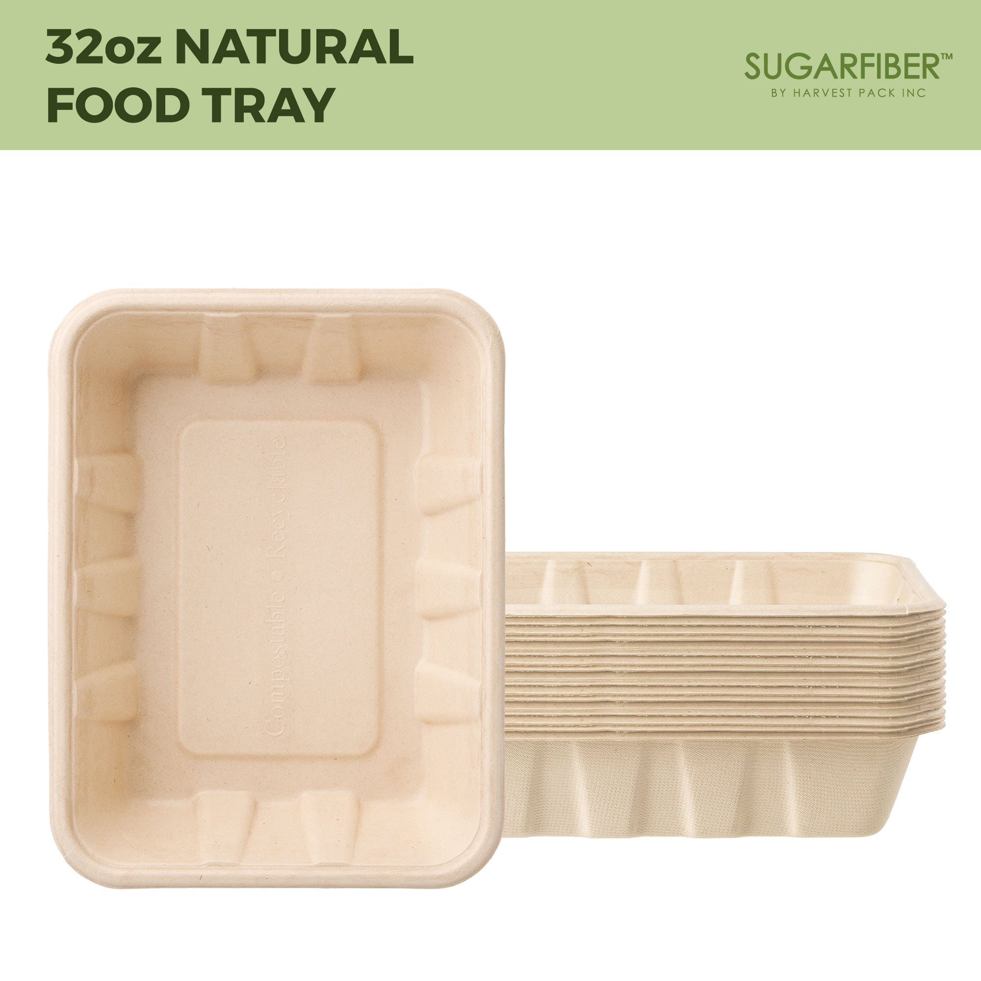 32 oz Compostable Containers with Lids, 5 count