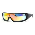 thumbnail image 2 of Futuristic Cyber Narrow Rectangle Shield Plastic Sunglasses Matte Black - Orange Mirror, 2 of 4