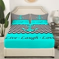 thumbnail image 3 of Erosebridal Cartoon Anchor Sheet Set Queen, Ocean Wave Bedding Sets Queen Size, Stripe Geometry Decor, 4-Piece, 3 of 7