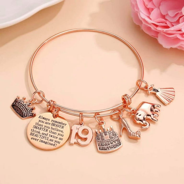 Birthday Gifts for 19 Year Old Girl, 19th Birthday Gifts Charm Bracelets for Teen Girls Daughter 19th Birthday Gifts for Girls, Happy 19th Birthday