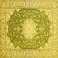 thumbnail image 1 of Ahgly Company Machine Washable Indoor Square Medallion Yellow Traditional Area Rugs, 3' Square, 1 of 4