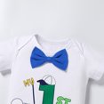 thumbnail image 6 of FYMNSI Baby Boy Outfits Summer 1st Birthday Party Clothes Infant Boys Suspender Romper Shorts Outfit Sets 1 Years Blue, 6 of 9