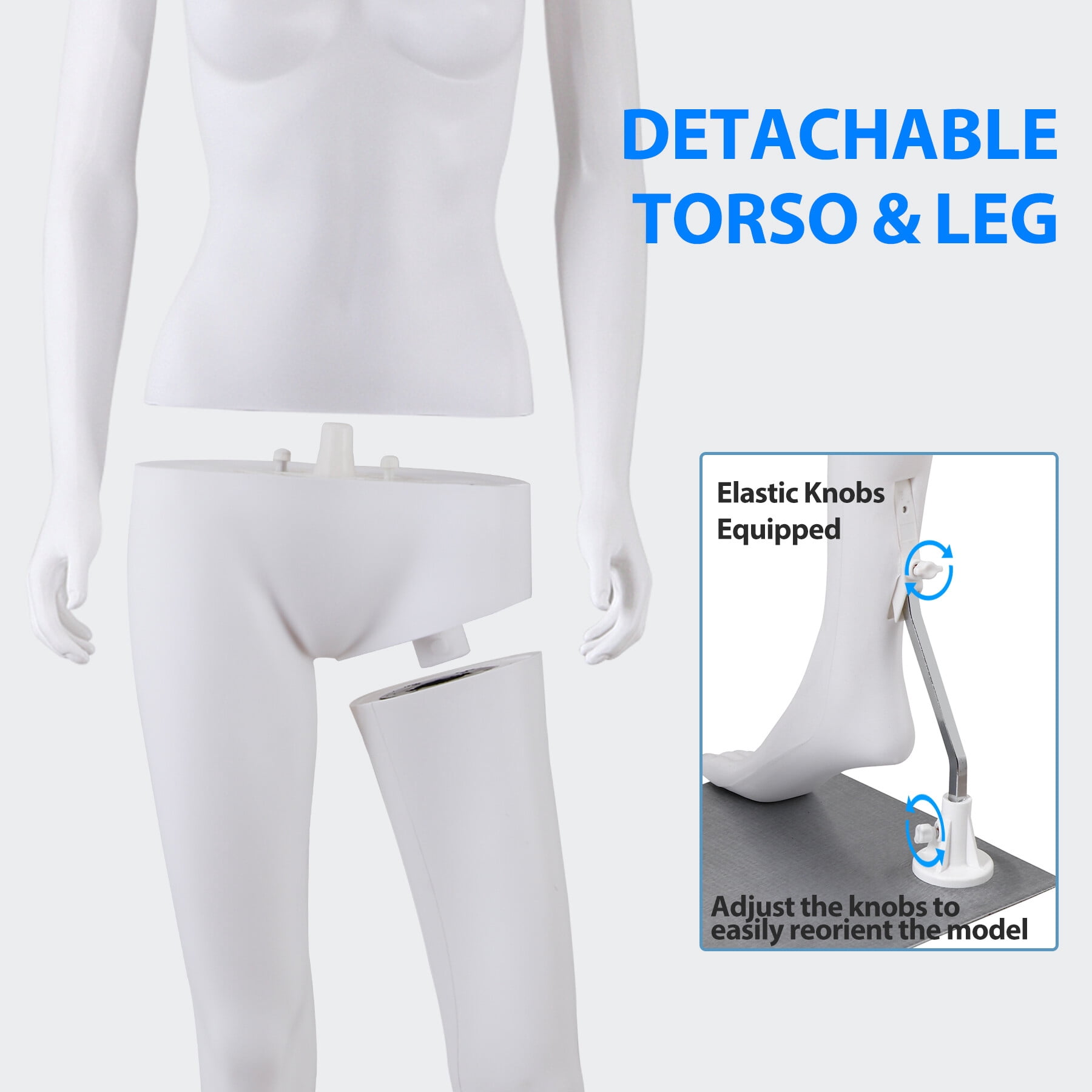 ZENY 70" Full-Body Female Mannequin with Adjustable Metal Base, White, New
