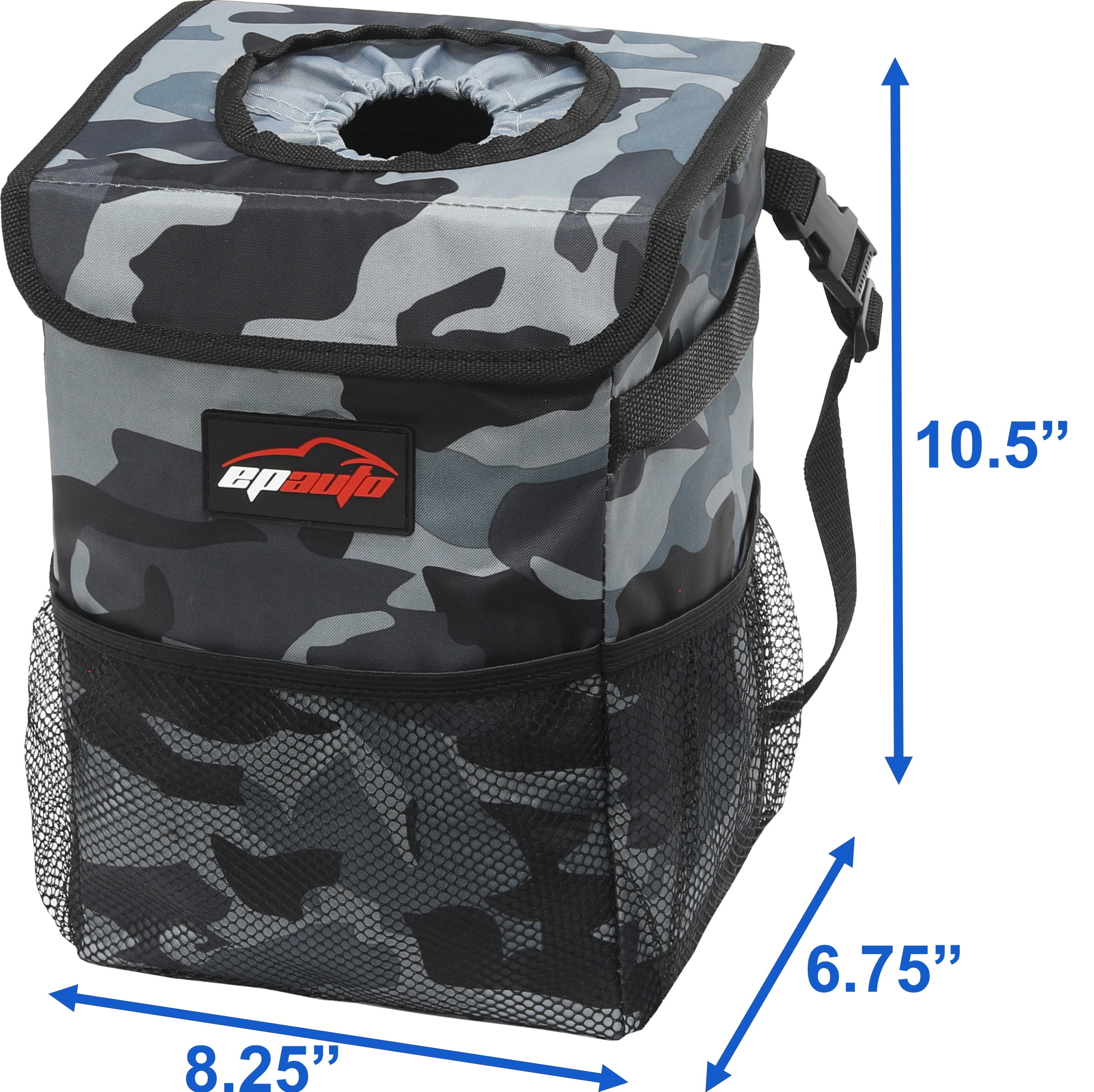 Portable Folding Car Trash Can with Lid and Storage Pockets Waterproof and  Leak Proof, Dealatcity