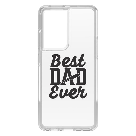 DistinctInk Clear Shockproof Hybrid Case for Galaxy S21 ULTRA 5G (6.8" Screen) - TPU Bumper Acrylic Back Tempered Glass Screen Protector - Bed Dad Ever - Screwdriver