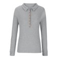 thumbnail image 4 of yoeyez Tunique en Tricot pour Femmes, Chandails à Manches Torsadées Patchwork, Col Ras du Cou Raglan, Chemises à Manches Longues, Hauts de Mode d'Automne 2024, Gris G, 4 of 6