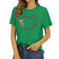 thumbnail image 2 of Chandails à Col Rond pour Femmes Manches Courtes Mode T-Shirt à Imprimé Cœur Ample Léger Confortable Doux Blouses Chandail Ensembles Vert P, 2 of 4