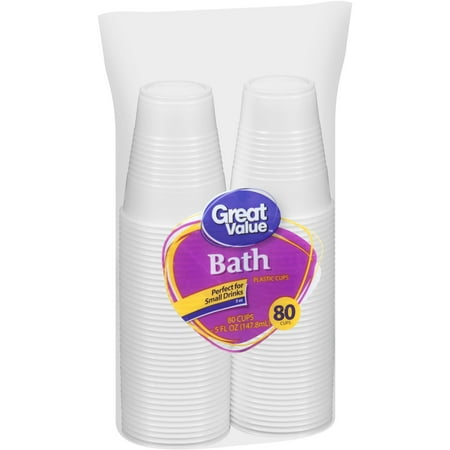 One Great Cup - (2 pack) Great Value 5 oz Bath Plastic Cups, 80 count