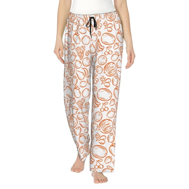 Fotbe Simple Fruit Pantalones de Pijama para Mujer, Pantalones de Dormir, Pantalones Pj con Cordón y Bolsillos-X-Large