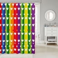 thumbnail image 2 of Manfei Cartoon Rainbow Shower Curtain 72Wx72L, Graffiti Stripes Love Heart Bathroom Curtain, Rainbow Multicolor, 2 of 5