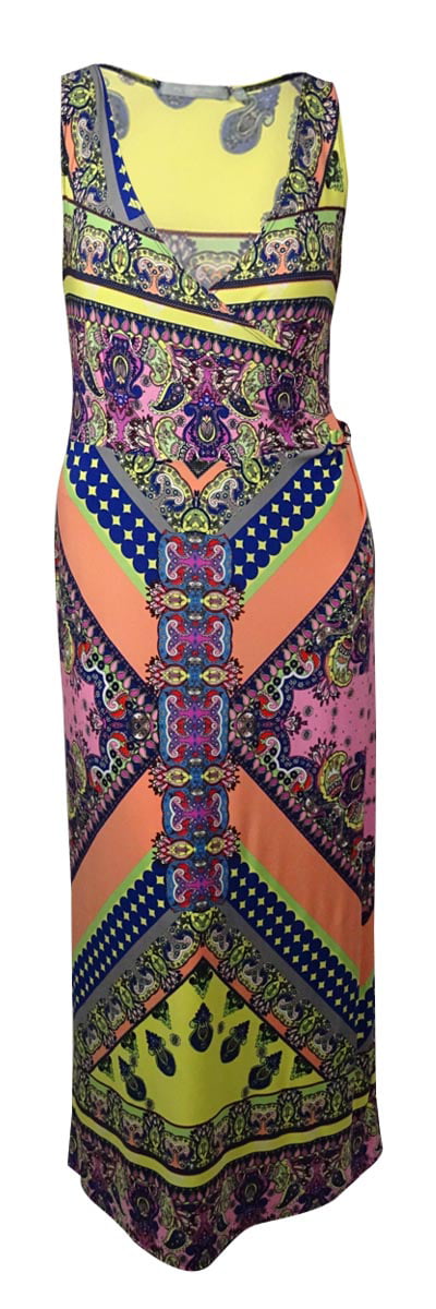 NY Collection Women's Paisley Surplice Jersey Maxi Dress - Walmart.com